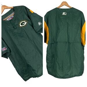 Starter x Pro Line Green Bay Packers NFL Men L Short Sleeve Pullover Windbreaker